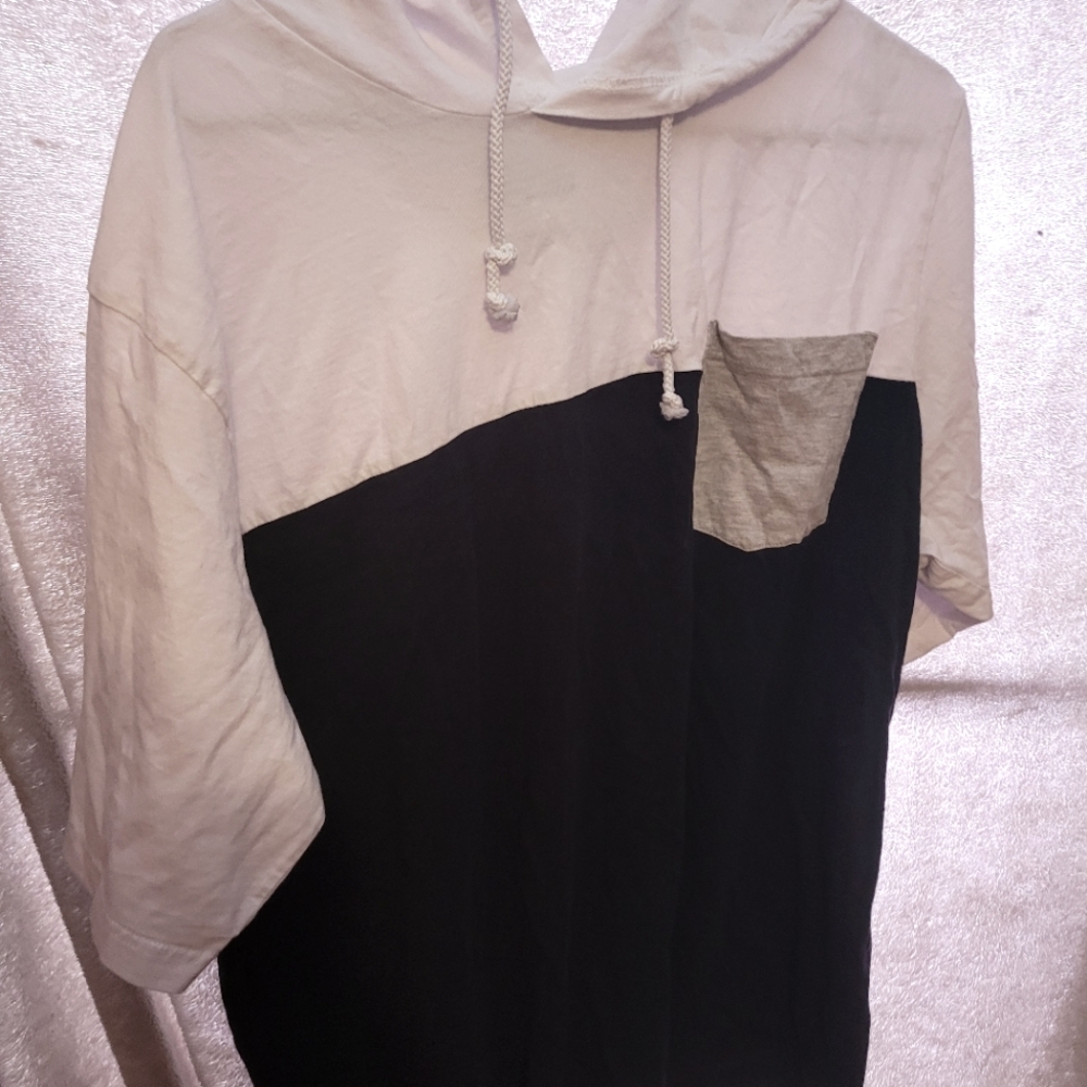 blue and white t-shirt pull over hoodie